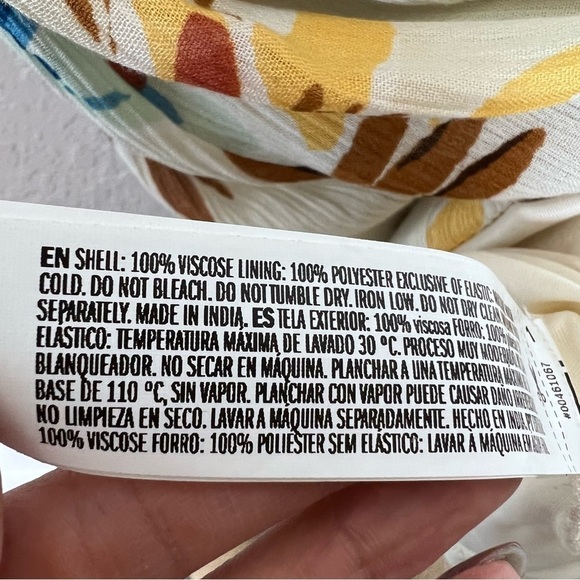 Forever 21 Dress Women Medium Midi Cut Out Floral Ruffled Hi Lo Cream    B4 - Picture 12 of 12